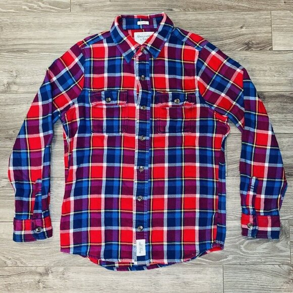 Abercrombie & Fitch Shirt Mens Small Button Up Long Sleeve Plaid Flannel Outdoor - Picture 1 of 15